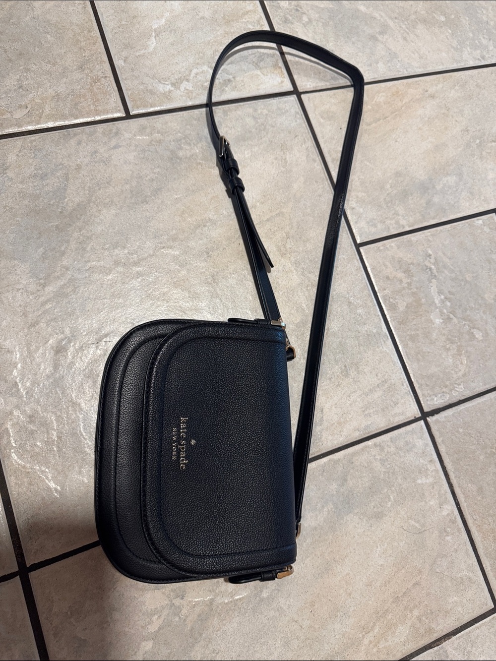 kate spade Black Pebbled Leather Crescent Crossbody